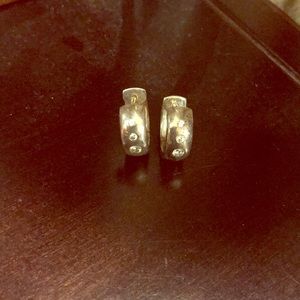 Three diamond huggie earrings